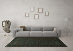 Machine Washable Persian Turquoise Traditional Area Rugs in a Living Room,, wshtr1754turq