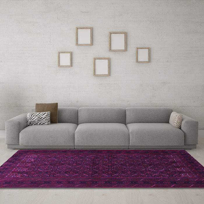 Machine Washable Persian Purple Traditional Area Rugs in a Living Room, wshtr1754pur