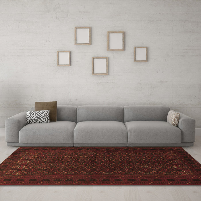 Machine Washable Persian Brown Traditional Rug in a Living Room,, wshtr1754brn