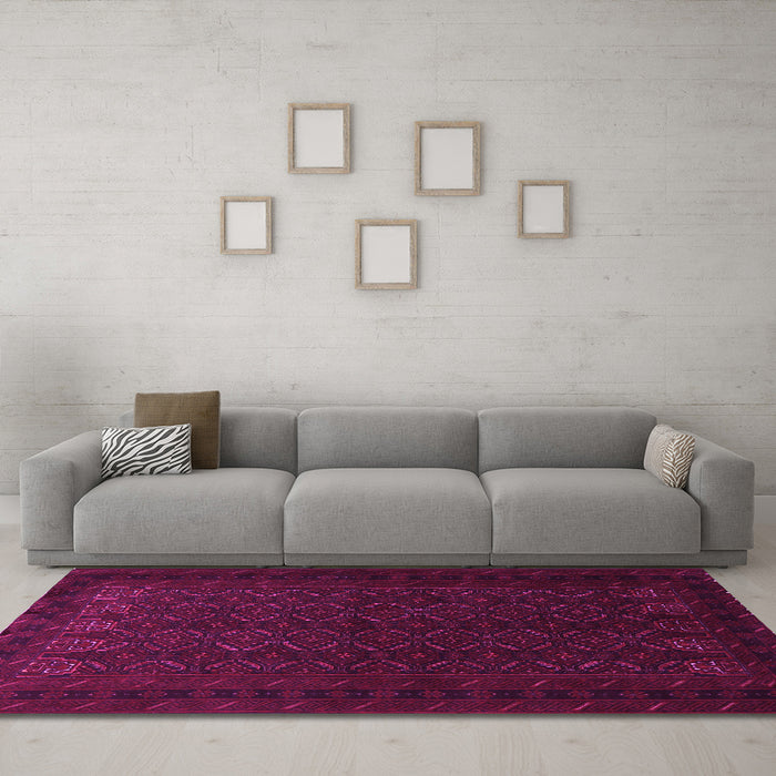 Machine Washable Persian Pink Traditional Rug in a Living Room, wshtr1754pnk