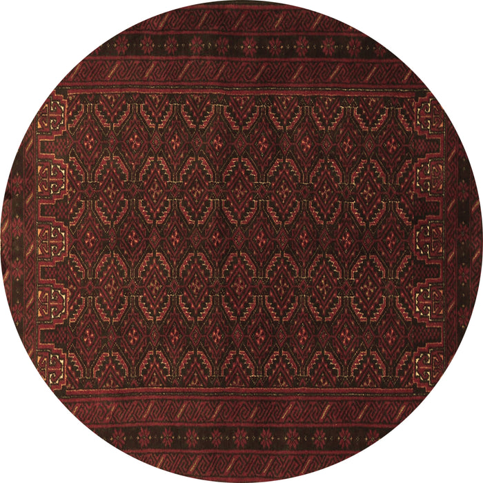 Round Persian Brown Traditional Rug, tr1754brn