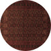 Round Persian Brown Traditional Rug, tr1754brn