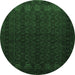 Round Persian Emerald Green Traditional Rug, tr1754emgrn