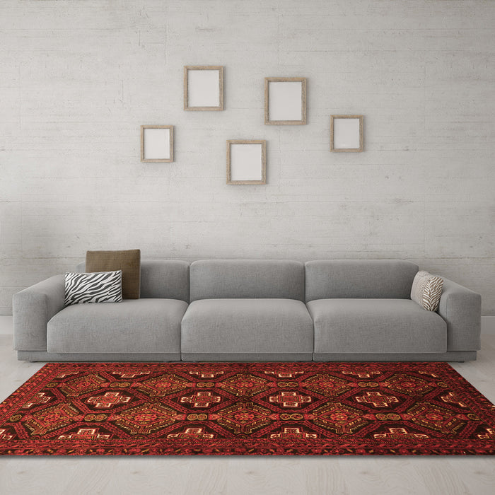 Machine Washable Persian Orange Traditional Area Rugs in a Living Room, wshtr1755org