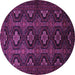 Round Machine Washable Persian Purple Traditional Area Rugs, wshtr1755pur