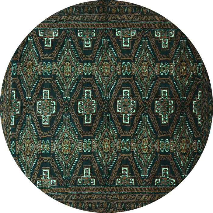 Round Machine Washable Persian Turquoise Traditional Area Rugs, wshtr1755turq