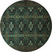 Round Machine Washable Persian Turquoise Traditional Area Rugs, wshtr1755turq