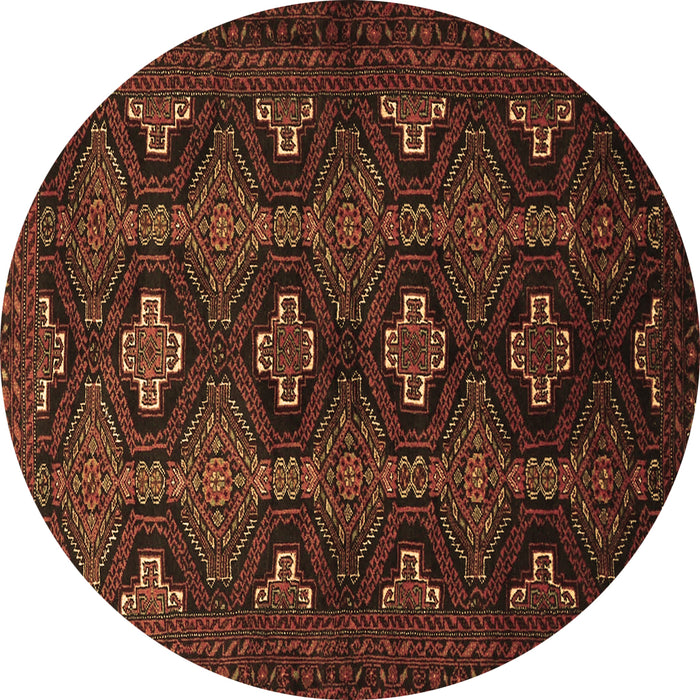 Round Persian Brown Traditional Rug, tr1755brn