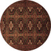 Round Persian Brown Traditional Rug, tr1755brn