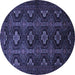 Round Machine Washable Persian Blue Traditional Rug, wshtr1755blu