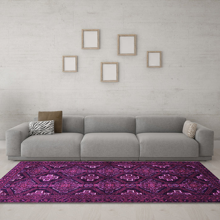 Machine Washable Persian Purple Traditional Area Rugs in a Living Room, wshtr1755pur