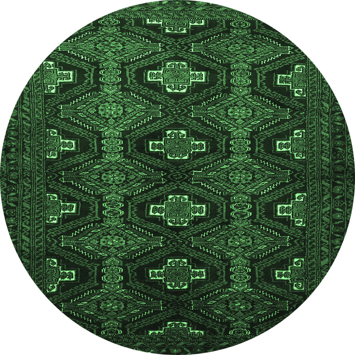 Round Persian Emerald Green Traditional Rug, tr1755emgrn