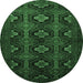 Round Persian Emerald Green Traditional Rug, tr1755emgrn