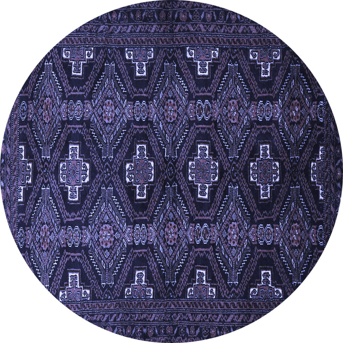 Round Persian Blue Traditional Rug, tr1755blu