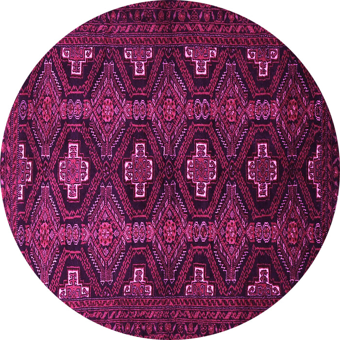 Round Machine Washable Persian Pink Traditional Rug, wshtr1755pnk