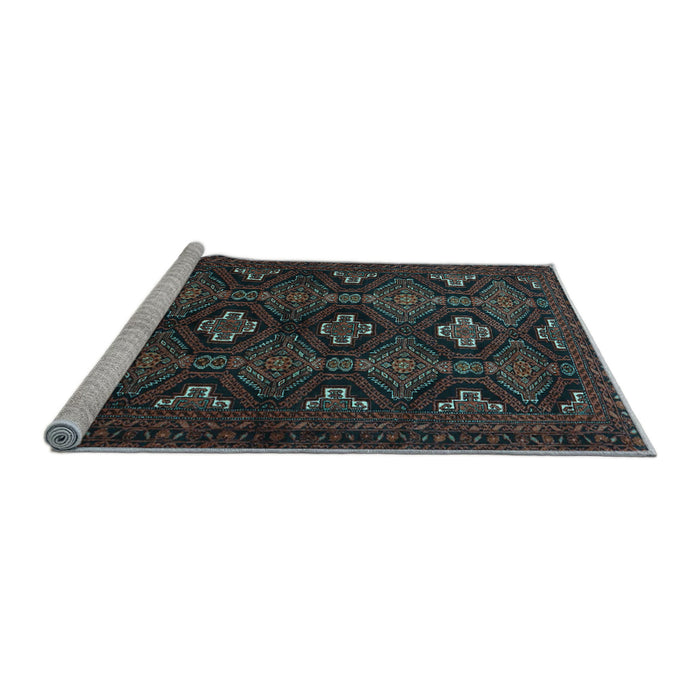 Sideview of Machine Washable Persian Light Blue Traditional Rug, wshtr1755lblu