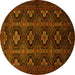 Round Persian Yellow Traditional Rug, tr1755yw