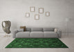 Machine Washable Persian Emerald Green Traditional Area Rugs in a Living Room,, wshtr1755emgrn