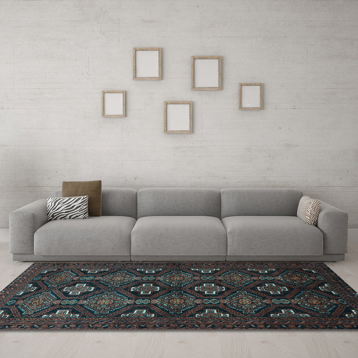 Machine Washable Persian Light Blue Traditional Rug in a Living Room, wshtr1755lblu