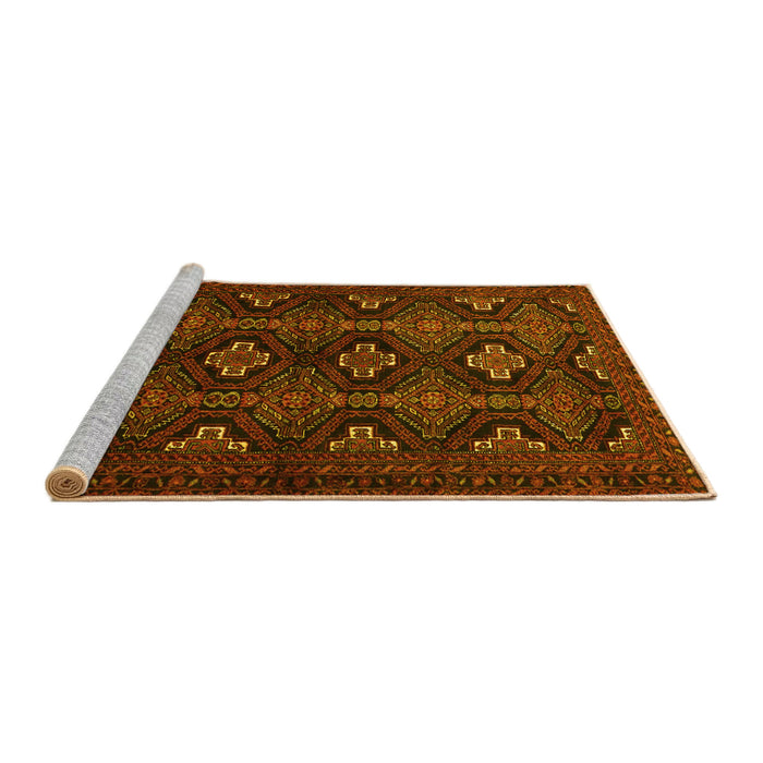 Sideview of Machine Washable Persian Yellow Traditional Rug, wshtr1755yw