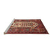 Sideview of Machine Washable Traditional Sunrise Orange Rug, wshtr1756