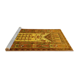 Sideview of Machine Washable Persian Yellow Traditional Rug, wshtr1756yw