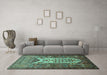 Machine Washable Persian Turquoise Traditional Area Rugs in a Living Room,, wshtr1756turq