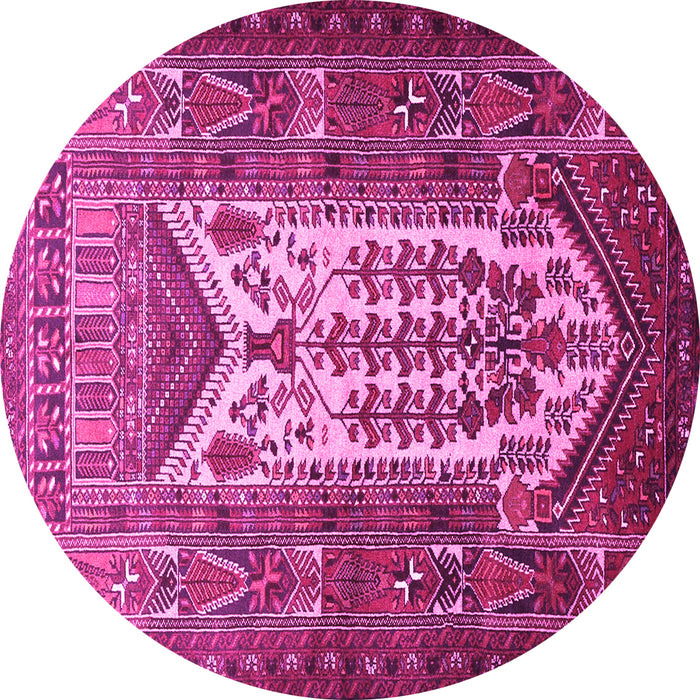 Round Machine Washable Persian Pink Traditional Rug, wshtr1756pnk