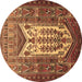 Round Machine Washable Persian Brown Traditional Rug, wshtr1756brn