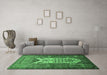 Machine Washable Persian Emerald Green Traditional Area Rugs in a Living Room,, wshtr1756emgrn