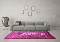 Machine Washable Persian Pink Traditional Rug, wshtr1756pnk