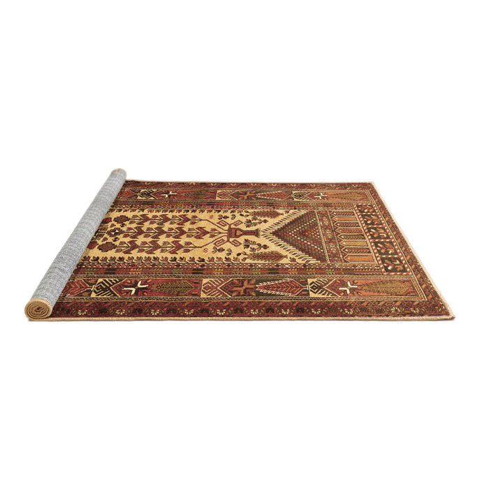 Sideview of Machine Washable Persian Brown Traditional Rug, wshtr1756brn