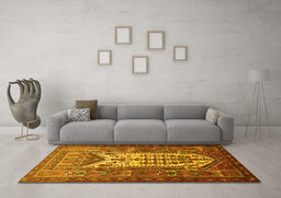 Machine Washable Persian Yellow Traditional Rug in a Living Room, wshtr1756yw