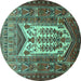 Round Persian Turquoise Traditional Rug, tr1756turq