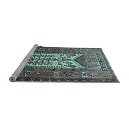 Sideview of Machine Washable Persian Light Blue Traditional Rug, wshtr1756lblu