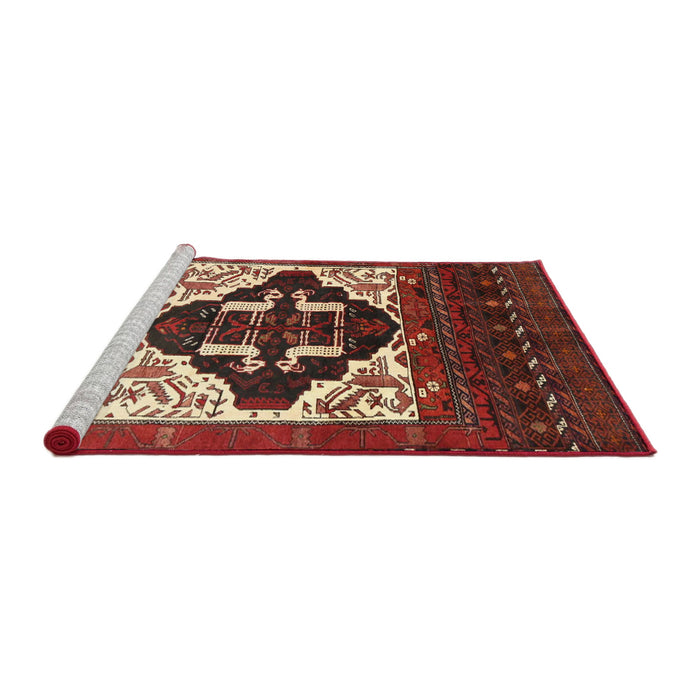 Sideview of Machine Washable Traditional Rust Pink Rug, wshtr1757
