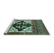 Sideview of Machine Washable Persian Turquoise Traditional Area Rugs, wshtr1757turq