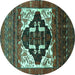 Round Persian Turquoise Traditional Rug, tr1757turq