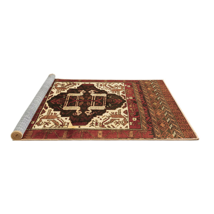 Sideview of Machine Washable Persian Brown Traditional Rug, wshtr1757brn