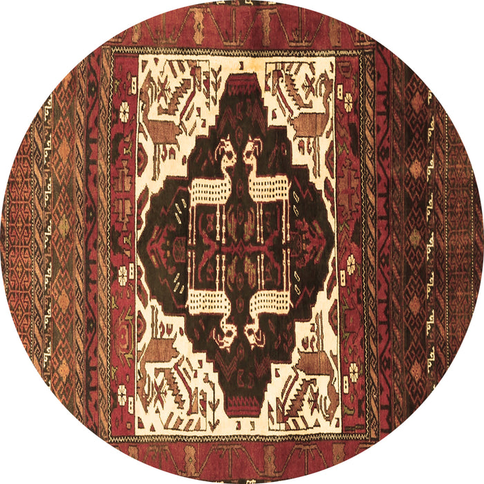 Round Persian Brown Traditional Rug, tr1757brn