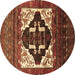 Round Persian Brown Traditional Rug, tr1757brn