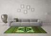 Machine Washable Persian Green Traditional Area Rugs in a Living Room,, wshtr1757grn