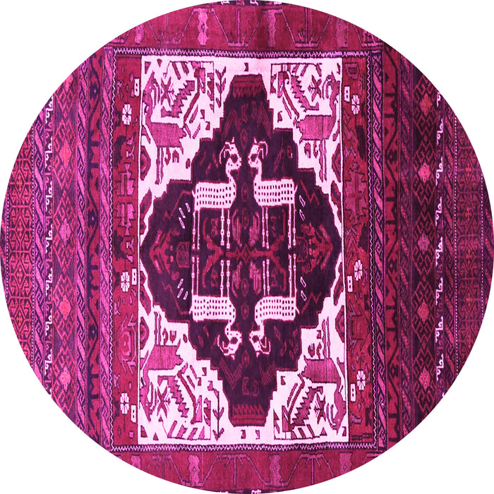 Round Persian Pink Traditional Rug, tr1757pnk