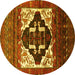 Round Persian Yellow Traditional Rug, tr1757yw