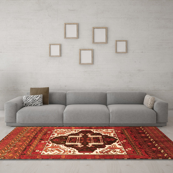Machine Washable Persian Orange Traditional Area Rugs in a Living Room, wshtr1757org