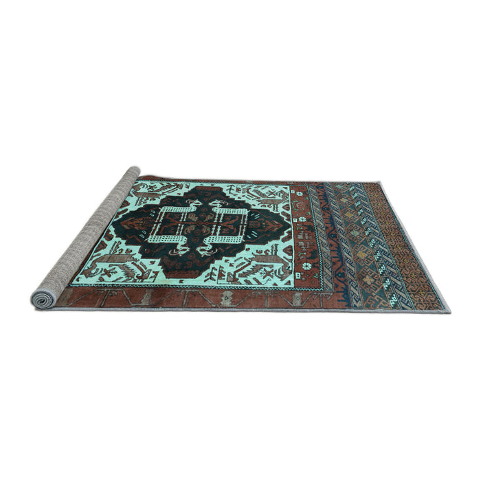 Sideview of Machine Washable Persian Light Blue Traditional Rug, wshtr1757lblu