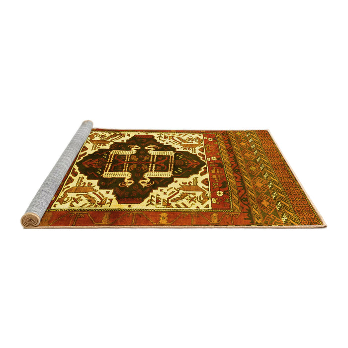 Sideview of Machine Washable Persian Yellow Traditional Rug, wshtr1757yw