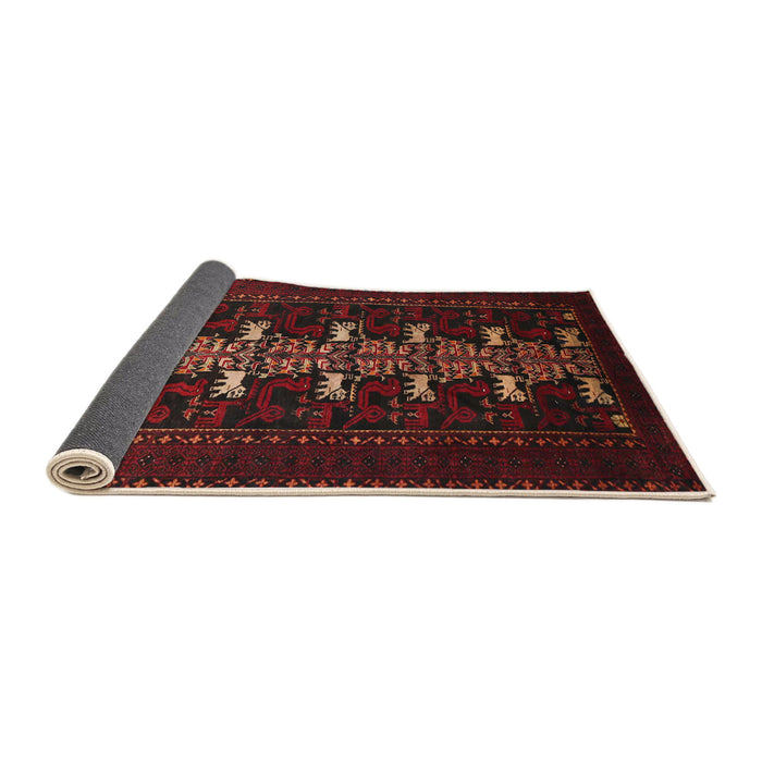 Sideview of Traditional Cranberry Red Animal Rug, tr1758