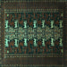 Square Machine Washable Animal Turquoise Traditional Area Rugs, wshtr1758turq