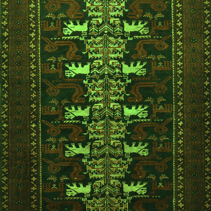 Animal Green Traditional Rug, tr1758grn